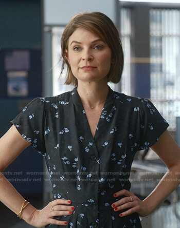 Taylor's black floral button down dress on Bull