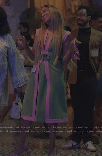 Tiffany's green belted dress on Insecure