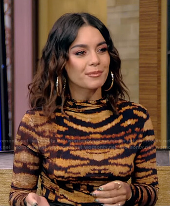 Vanessa Hudgens's tiger print top on Live with Kelly and Ryan