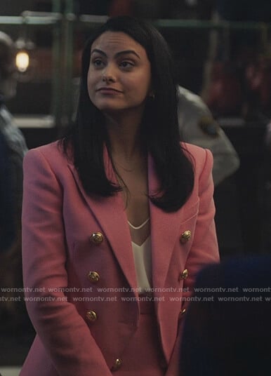 Veronica's pink double breasted blazer on Riverdale