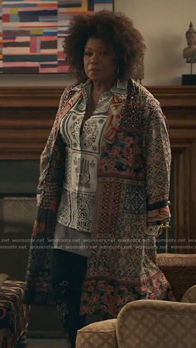 Vi's patchwork print jacket on The Equalizer