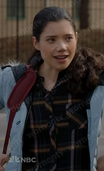 Violet's black plaid shirt on Chicago Fire