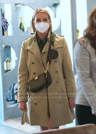 Whitney's green dress and trench coat on The Real Housewives of Salt Lake City