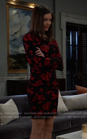 Willow's black and red floral print dress on General Hospital