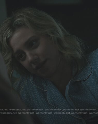 Betty's blue printed pajamas on Riverdale