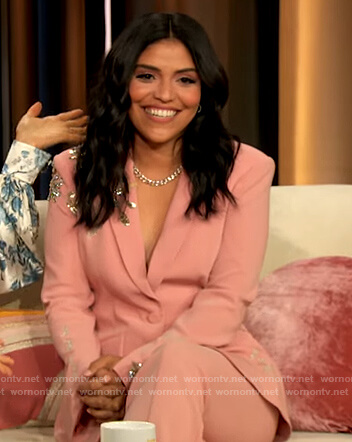Karrie Martin Lachney's pink embellished blazer on The Drew Barrymore Show
