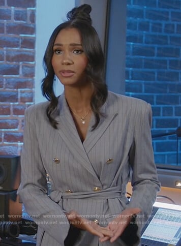 Layla's gray stripe blazer dress on All American