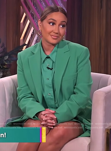 Adrienne's green button down shirt and blazer on The Real