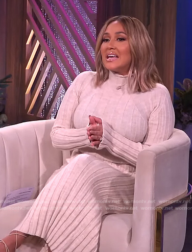 Adrienne's ivory ribbed midi dress on The Real