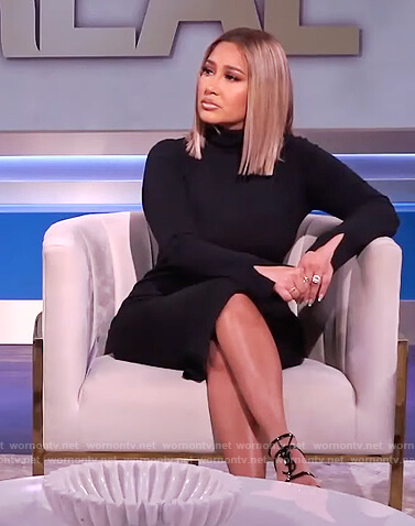 Adrienne's black turtleneck dress on The Real