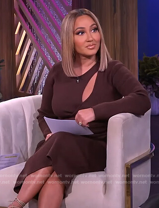 Adrienne's brown cutout sweater dress on The Real