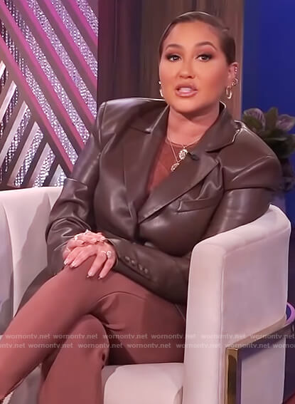 Adrienne's brown leather blazer on The Real