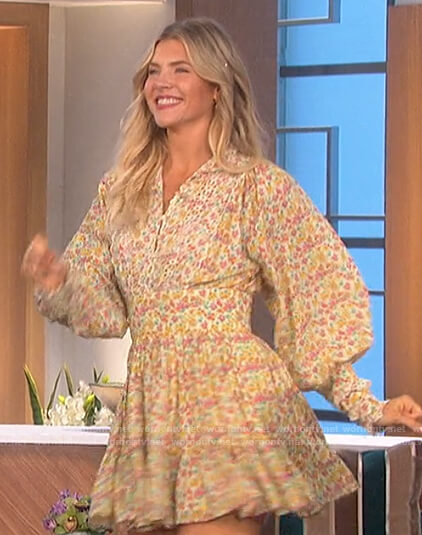 Amanda's floral print eyelet mini dress on The Talk