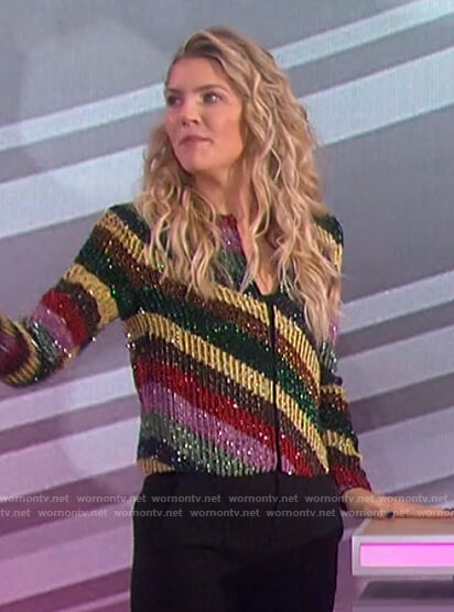 Amanda's metallic stripe jacket on The Talk