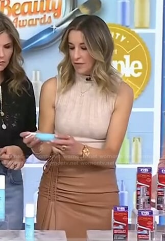 Andrea Lavinthal's sleeveless knit top and leather skirt on Today