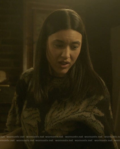 Angela's leaf print sweater on Dexter New Blood