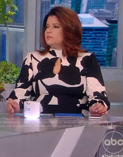 Ana's black and white floral print dress on The View
