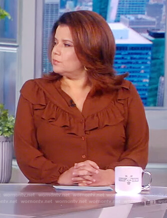 Ana's brown ruffle blouse on The View