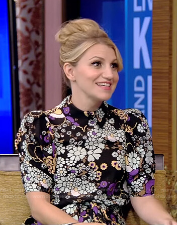 Annaleigh Ashford's black floral dress on Live with Kelly and Ryan