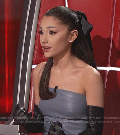 Ariana's blue strapless mini dress on The Voice