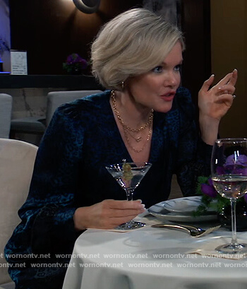 Ava's blue leopard wrap dress on General Hospital