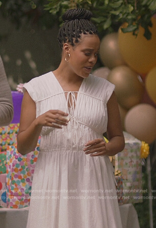 Condola's white cotton midi dress on Insecure