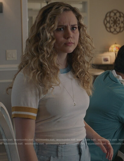 Courtney's white contrast ringer tee on Stargirl