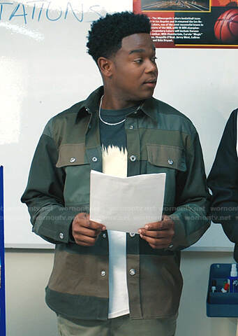 DeVante's green patchwork shirt on Saved By The Bell