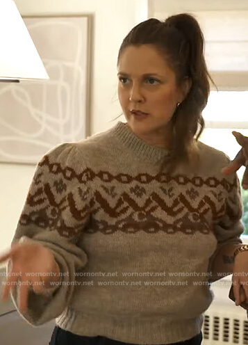 Drew's gray knit sweater on The Drew Barrymore Show