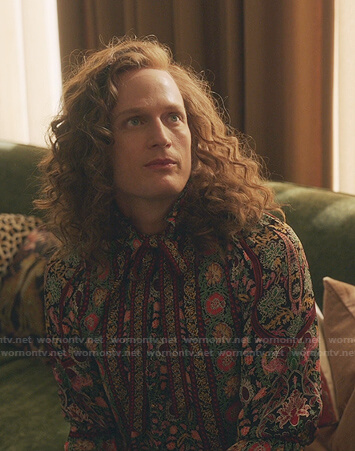 Gideon's floral tie neck shirt on Gossip Girl