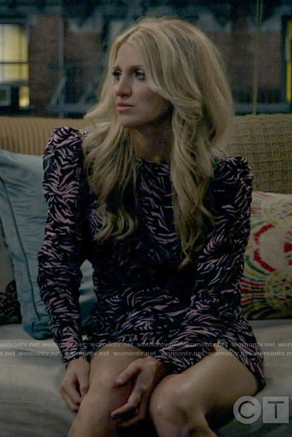 Gina's pink zebra print puff sleeve dress on B Positive