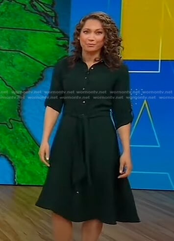 Ginger's green roll-tab shirtdress on Good Morning America