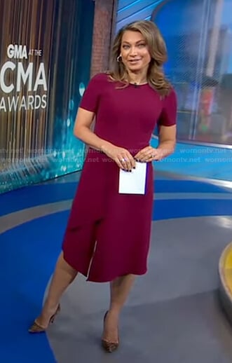 Ginger's maroon ruffle side dress on Good Morning America
