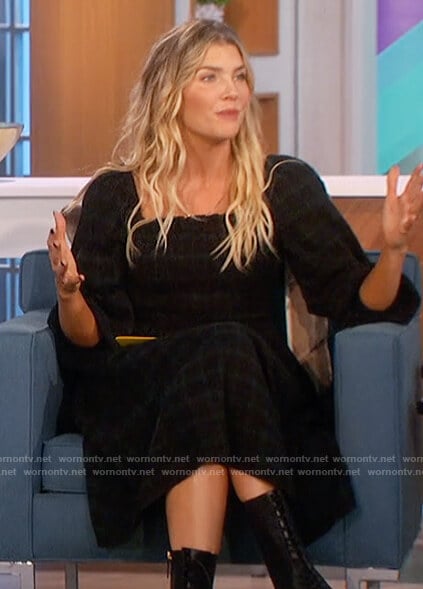 Amanda's black check smocked dress on The Talk
