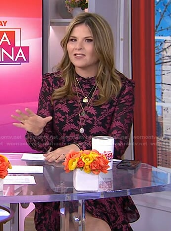 Jenna's black and pink floral print dress on Today