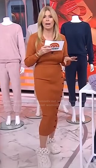 Jill's orange ribbed button detail dress on Today