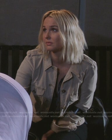 Jo's beige button down jacket on Greys Anatomy