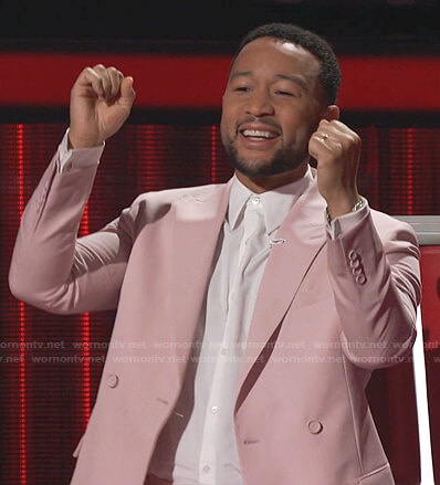 John Legend's pink double breasted blazer on The Voice