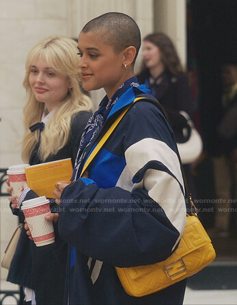 Julien's blue colorblock jacket on Gossip Girl