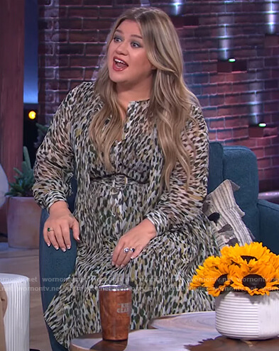 Kelly's animal print shirtdress on The Kelly Clarkson Show