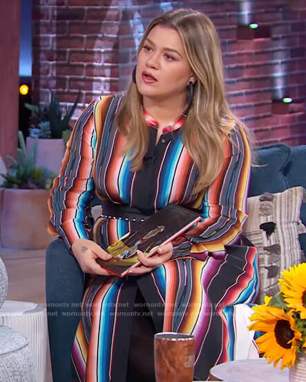 Kelly's stripe midi dress on The Kelly Clarkson Show