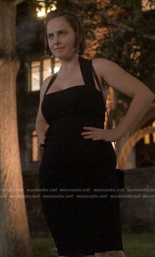 Kimberly's black halter dress on The Sex Lives of College Girls