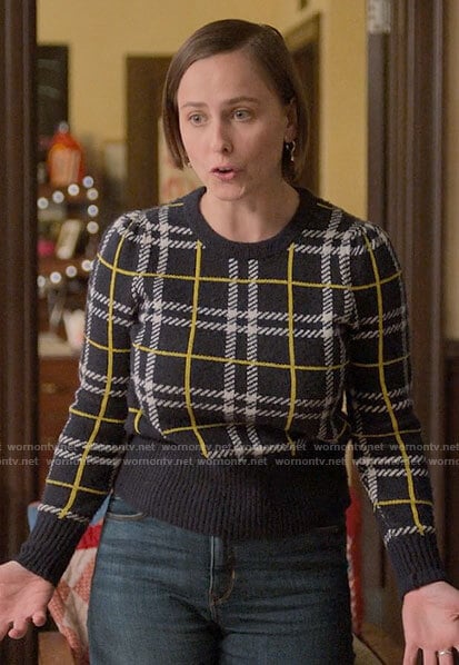 Kimberly's plaid sweater on The Sex Lives of College Girls