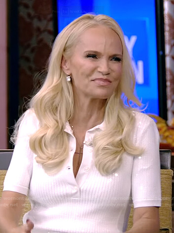 Kristin Chenoweth's white sequin polo dress on Live with Kelly and Ryan