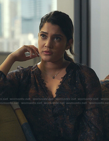 Leela’s paisley print blouse on The Resident