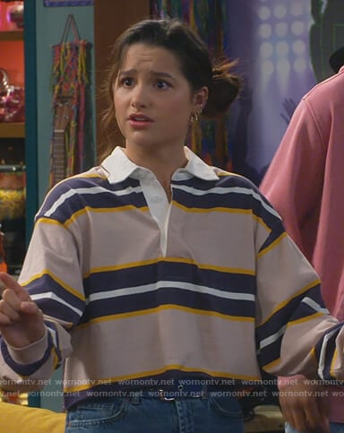 Lex's stripe rugby top on Side Hustle