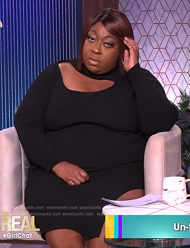 Loni's black cutout sweater dress on The Real