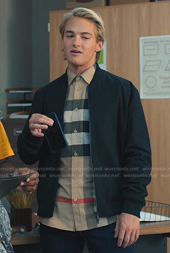 Mac's beige plaid shirt on Saved By The Bell