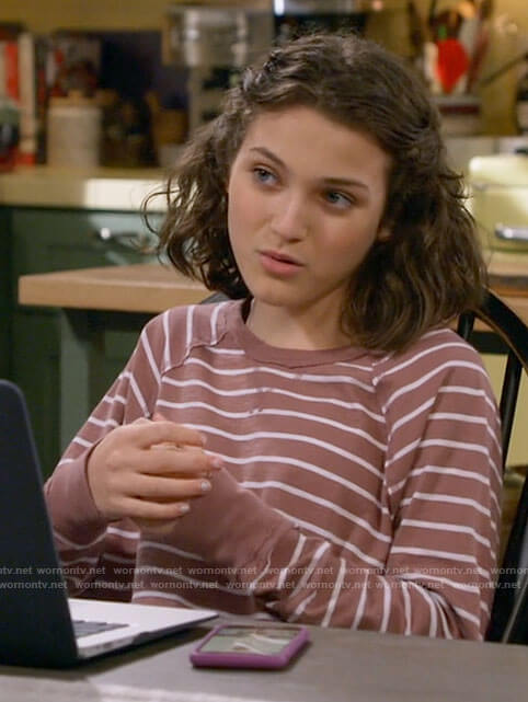 Maddie's brown striped top on B Positive