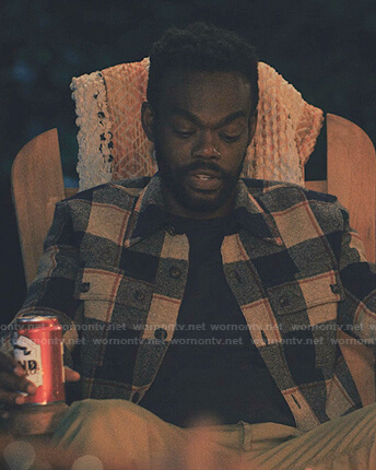 Marcus’s navy and beige check shirt on Love Life